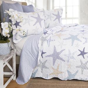 North End Decor Starfish Reef Coastal Beach Quilt Set, Twin 2-Piece