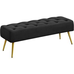 Yaheetech Modern Ottoman Bench Boucle Bench Upholstered Footrest for Living Room with Gold Metal Legs and Padded Seat Ivory (16"D x 45"W x 17"H)