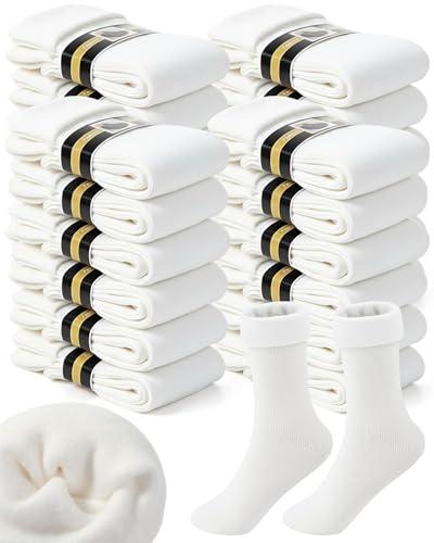 Henoyso 24 Pairs Thermal Socks Bulk Warm Thick Winter Unisex Medium Socks for Men Women Homeless Care Package(White, Medium)