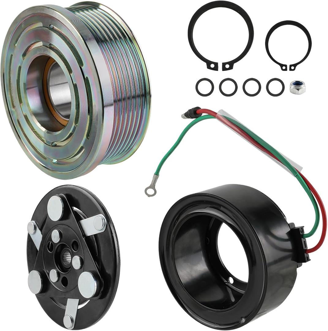 AC Compressor Clutch Kit Compatible with Honda Civic 2006 2007 2008 2009 2010 2011 1.8L L4 Ac Clutch with Pulley Electromagnetic Coil Front Plate CO4918AC 98555 97555 38810RNAA01 38810RNAA0