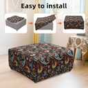 YISUN Ottoman Cover Square, Stretch Printed Ottoman Slipcover Square, Thick Storage Ottoman Covers Washable Footrest Stool Cover Protector with Nonslip Elastic Bottom