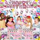 49Pcs - Kitty Birthday Party Decorations Set, Pink Theme with Banner, Balloons, Tablecloth, Cake Toppers..