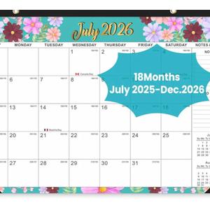 Desk Calendar 2025-2026, AgePlace Large 22" x17" Wall Calendar 2025 Covers June 2025 - December 2026, Monthly Desktop Calendar with Different Watercolor Artwork for Each Month for Home & Office School