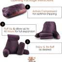 Nestl Reading Pillow with Shredded Memory Foam Includes 2 Neck and Lumber Support Pillows, Designed for Sitting Up in Bed and Couch, Back and Arms Adjustable Support for Adult & Teens, Purple, Large 22"
