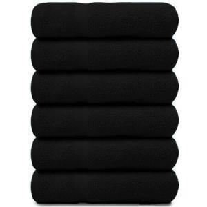 ARC HOME Bath Towels Set of 6 – Medium Size 24x48 Inches – 100% Cotton Terry – Soft, Quick Dry & Absorbent – Black Bathroom Towels for Spa, Gym, Pool & Daily Use