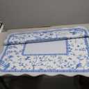 33.5x33.5 Inch Square Mahjong Mat for Table Domino Rubber Standard Scalloped Edges Chinoiserie Mahjong Mat Anti Slip Playmat for Poker Mah-Jong Board Dominoes Card Games(Blue)