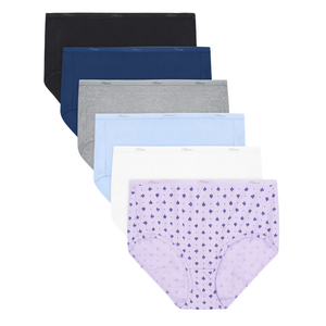 Hanes Womens Cotton Brief Underwear, Moisture-Wicking, 6-Pack Assortment 1 Size 3XL