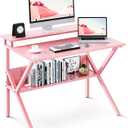 ODK Small Desk, 27.5 Inch Computer Desk for Small Spaces, Kids Desk with Storage, Study Table with Monitor Stand for Homeschool, Pink