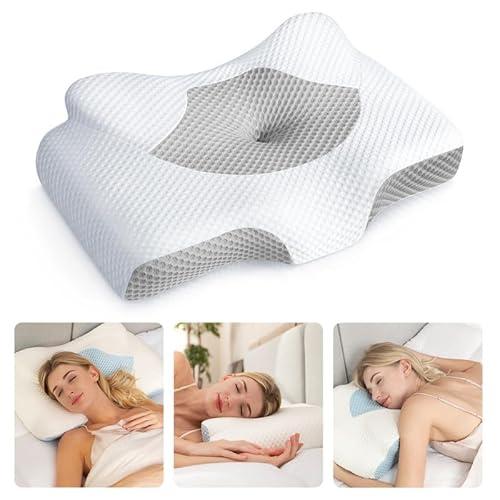 Osteo Cervical Pillow for Neck Pain Relief, Hollow Design Odorless Memory Foam Pillows with Cooling Case, Adjustable Orthopedic Bed Pillow for Sleeping, Support for Side Back Sleepers