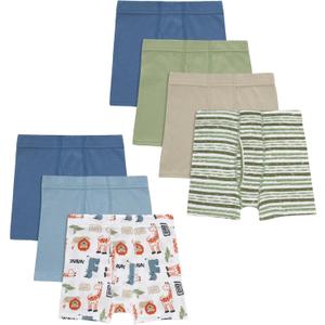 Hanes Boys' Organic Cotton, Pure Comfort Boxer Brief Underwear for Toddlers, Multipacks (4-5T, Blue, White, Green, Beige)