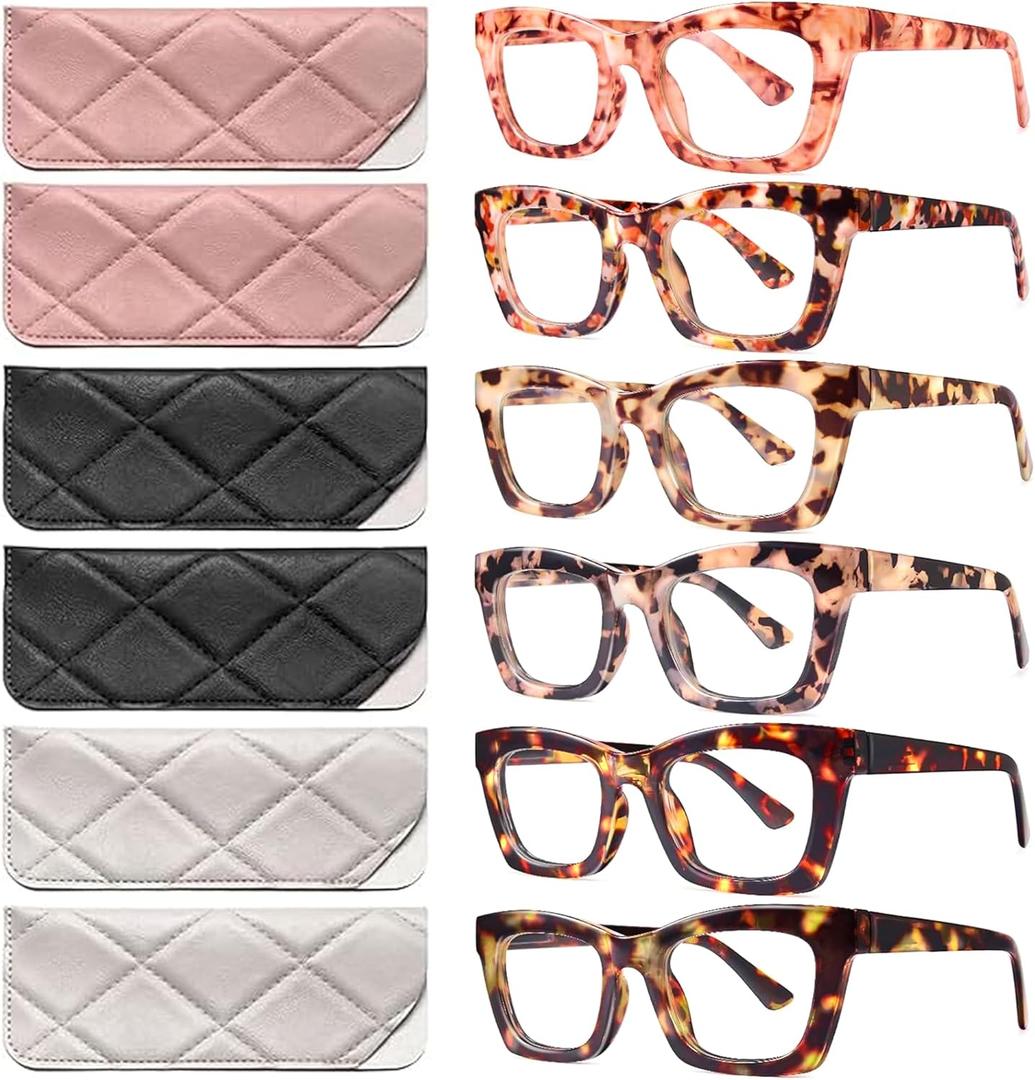 CCVOO Stylish Reading Glasses for Women, Eyeglasses, Blue Light Readers for Women, Computer Eye Glasses, Cheaters (A3 Mix)