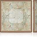 LZYRF Vintage Chinoiserie Cherry Blossom Mahjong Mat 31.5 x 31.5 in, Cottagecore Botanical Floral Bird Anti Slip and Noise Reduction Game Table Cover for Mahjong Dominoes Card Board Tile Games