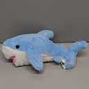 Hopearl LED Musical Stuffed Shark Lighting Up Singing Plush Toy Adjustable Volume Lullaby Animated Soothe Birthday Festival for Kids Toddler Girls, Blue, 16'', Shark_LED & Music