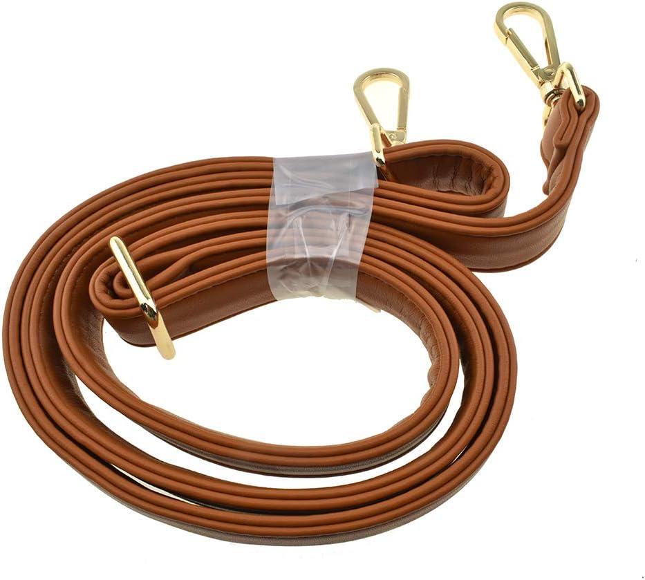 HAHIYO Adjustable Smooth Brown Leather Purse Chain Strap Length 31.5-55.1 Inch Gold Hardware for Shoulder Cross Body Sling Purse Replacement Comfortable 1 Inch Wide 4.7mm Extra Thick 1 Pack
