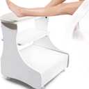 Kalolary Pedicure Foot Rest, Manicure Foot Rest with Wheels PU Leather Home Beauty Footrest Pedicure Foot Stool Stand for Home Salon Use(Whiite)