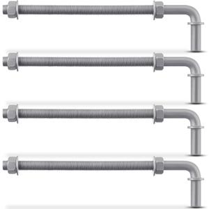 4 Pack 11" J-Bolt Gate Hinges with 5/8"-11 Galvanized J Bolt Threaded Hinges for Cattle Corral Panels, Chain Link Fence, Include Nuts Washers