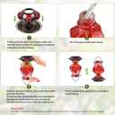 BOLITE Hummingbird Feeder, Hand Blown Glass Hummingbird Feeders for Outdoors Hanging with Ant Moat, 5 Bee-Proof Ports, Leak-Proof, 360 Perch, 22oz, Red, Gifts for Women Men, Gifts for Mom Dad