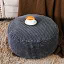 SUTAVIA Pouf Ottoman Cover Unstuffed Pouf Seat Decorative Soft Storage Bean Bag 20x20x8 Inches Floor Footrest for Living Room Bedroom (Dark Gray, Round)