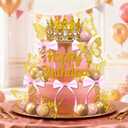 Crown Cake Topper Wedding Cake Toppers Boho Cake Decorating (Pink), Miniature