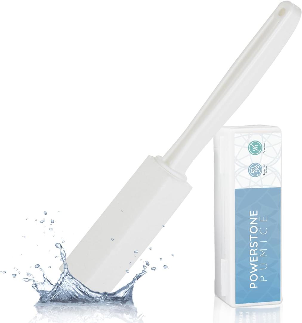 Powerstone Pumice Stone Toilet Bowl Cleaner with Extra Long Handle - 1 Pack | 3'' Longer Handle | Remove Hard Water Stains, Rings & Limescale from Toilets, Bathtubs, Sinks, Pools, BBQ