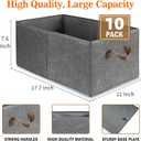 VZZNN 10 Pack Large Capacity Storage Bins Closet Organizer System, Sturdy Foldable Storage Boxes for Organizing Clothing, Sheets, Toys, Wardrobe - Closet Organizers and Storage