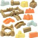 YIDESTARS Play Construction Sand Kit,2.2lbs Magic Sand W/4 Large Take Apart Construction Trucks,1 Sandbox,8 Worker Figures and Road Signs,8 Molds,Toys for 2-8 Years Old Boys Girls