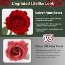 Red Roses Artificial Flowers 50 Pack in Bulk, Fake Roses Flowers Realistic Roses for Wedding Home Party Decoration Event Gift (Red)