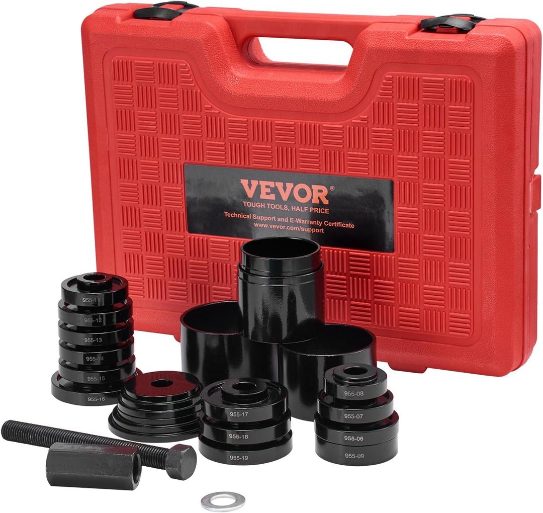 VEVOR Wheel Bearing Press Kit, 23 pcs FWD Bearing Puller Tools, for Front Wheel Drive Bearing Removal and Installation, Wheel Bearing Tool with Sliding Screws, Bushings, Sleeve Plates, Storage Case