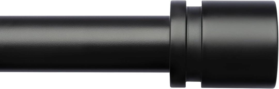 Byondeth Curtain Rods for Windows 16 to 144 Inches Adjustable Length 1 Inch Diameter Window Curtain Rod with Aluminium Finials, Black