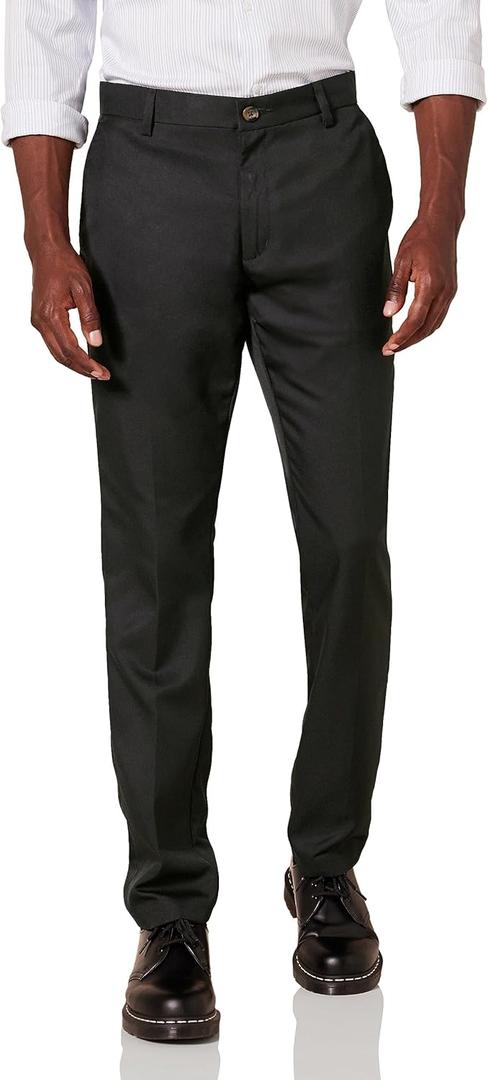 Amazon Essentials Men's Slim-Fit Flat-Front Dress Pant (42W x 30L, Black)