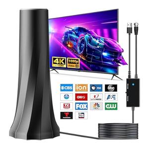 TV Antenna Indoor Antenna for Smart TV for Long Range Reception and All Smart TVs HD Digital Antenna with Amplifier Signal Booster for Local Channels Supports 4K 1080pblack
