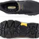 YONGJIA Mens Hands Free Slip in Loafers Walking Slip on Leather Casual Comfortable Breathable Shoes (Black)