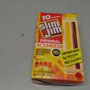 Slim Jim Beef 'N Cheese Smoked Meat Sticks, Original Flavor, 5g Protein Per Serving, Snack Size, 0.9 oz. (10 Count) (EXP 07/02/26)