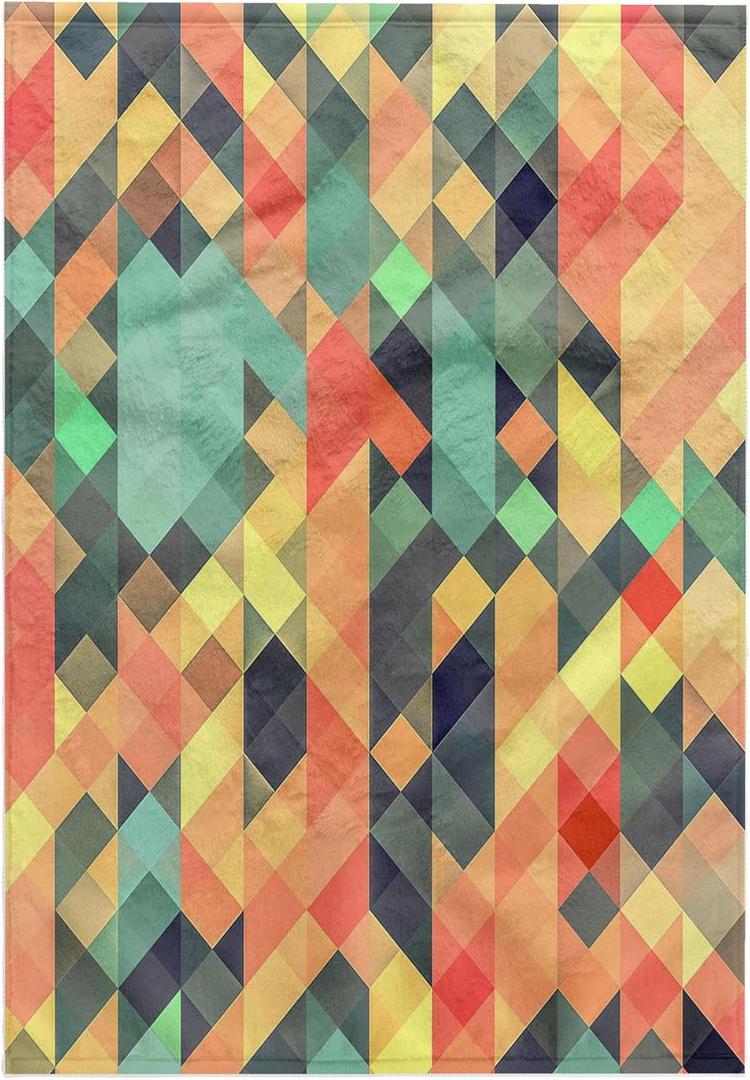 3dRose - Made in The Highlands - Art- Bright Delicate Geometric Print - Pink, Green and Peach Graphical Print - Towels (twl-304454-1) (15x22")