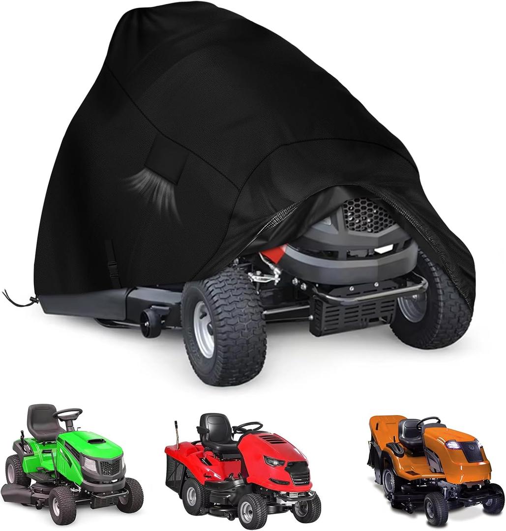 SIRUITON Riding Lawn Mower Cover, Zero Turn Mower Cover for 600D Oxford UV Dust Waterproof Protection, Outdoor Garden Riding Lawn Tractor Cover Fits Up to 54" With Storage Bag