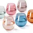 Colored Stemless Wine Glasses Set of 6-15 oz -Hand-Blown Colored Drinking Glasses, European Design Crystal Glass For Red & White Wine, Unique Gifts for Wedding, Birthday Christmas(Multicolor)