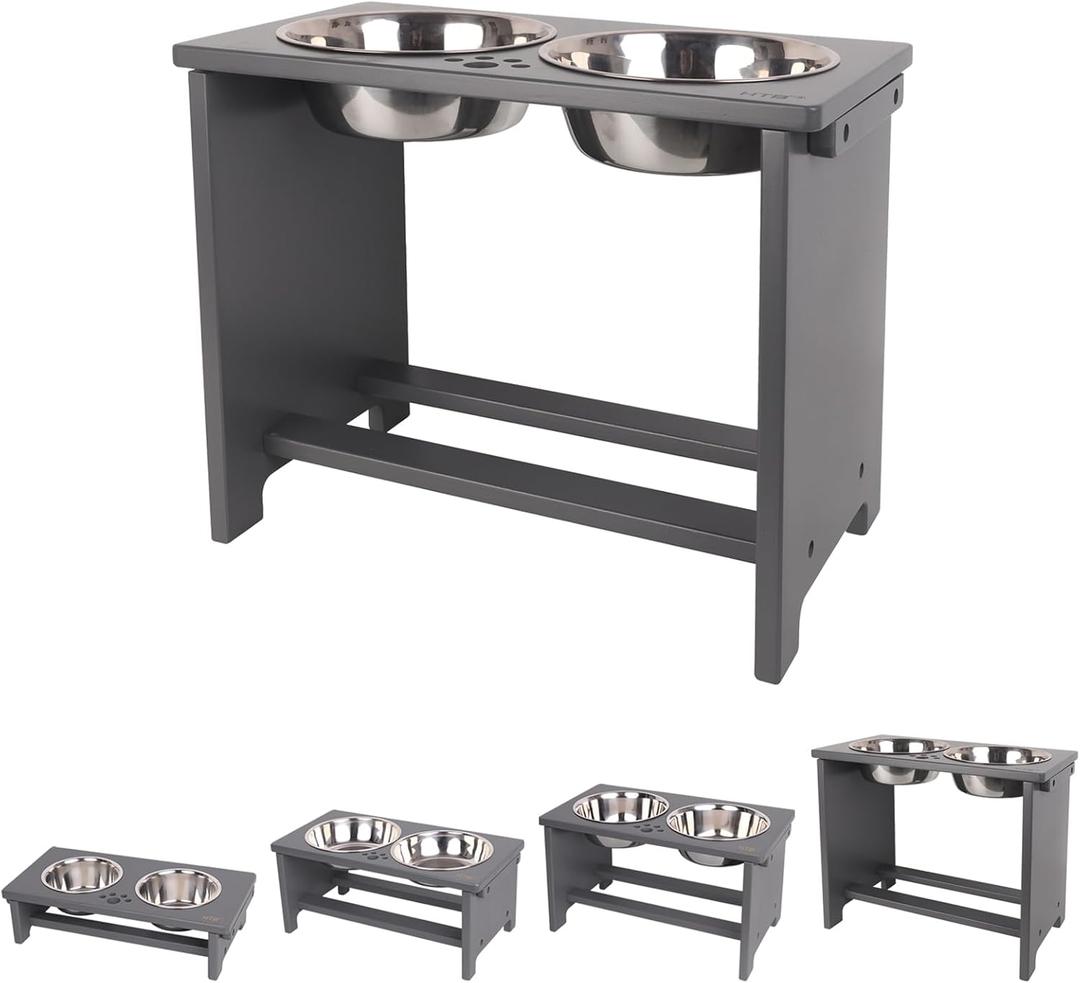 HTB Elevated Dog Bowls,Raised Dog Bowl Stand with 2 Stainless Steel Bowls,Elevated Raised DogBowls for Large Medium Small Sized Dogs