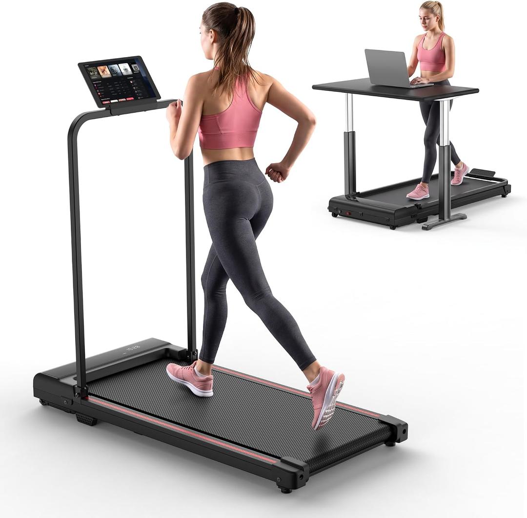 Walking Pad Treadmill for Home - Foldable Treadmills with Handle Bar Mini Portable Walk Pads Under Desk Small Spaces Compact Folding Electric Treadmills Office Walking and Running Machine Terluxra