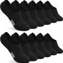 Toes Home No Show Socks Womens Cushioned Low Cut Athletic Hidden Liner for Sneakers Ankle Invisible Running Socks 4/6 Pairs (Black)