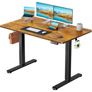 Marsail Electric Standing Desk with One-Piece Desktop,55 x 30 inch Height Adjustable Office Gaming Computer Desk with Deeper Tabletop,Home Office Stand up Desk with 4 Memory Presets, Desk for Bedroom (Rustic Brown)