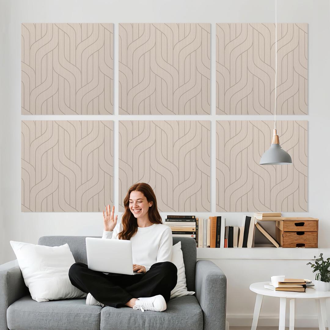 Minimalist Acoustic Wall Panels, Decorative Sound Absorbing Panels, 6 Pack
