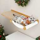 2-in-1 Cat Hammock & Shelf with 15 x 11" Wall Cat Scratcher - Durable Jute Scratching Pad for All Breeds (Solid Pinewood)
