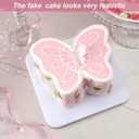 Remerry 6 Inch Bow Fake Cake Coquettish Birthday Fake Cake Decor Wedding Dessert Props Artificial Heart Dessert for Props Women Birthday Gift(Pink,Butterfly)