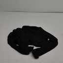 Women Y2K Long Sleeve Tie Front Blouse Fluffy Trim Collar Cuff Faux Fur Blouse (Large, Black)