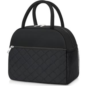 Lunch Bag Lunch Box for Women Men Insulated Reusable Large Lunch Tote Bag Adult Leakproof Simple Cooler Bag for Office Work Picnic Beach or Travel, Black (Medium - 10L)