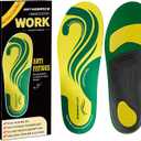 Orthobrace Work Boot Insoles for All Day Shock Absorption,Anti Fatigue Medium and High Arch Support Shoe Inserts for Men Women,Relieve Foot Pain,Soft Comfortable Work Insoles for Standing All Day-M (Green (Weight Under 200 Lbs))