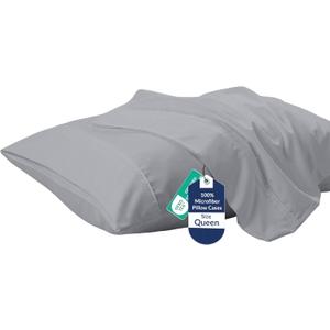Royale Linens Queen Pillowcase Set of 2 - Bed Pillow Cover - 20" x 30" -Silver Pillowcases - 1800 Brushed Microfiber, Wrinkle & Fade Resistant - Soft & Cozy- Queen Size Pillow Case (Silver)