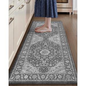 Color&Geometry Anti Fatigue Kitchen Mats for Floor 24x59, Vintage Decor, Easy Clean, Waterproof & Oil Proof, 0.4" Thick Cushioned, Non-Slip Kitchen Runner Rug for Sink, Laundry, Office, Grey