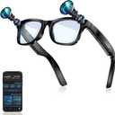 Upgraded AI Smart Glasses with Camera Dual 8MP Anti-Shake Camera 2K Photo 1080P HD Video Audio Recording AI Object Recognition Real Time Translation AI Assistant for Study Business Travel Conferences