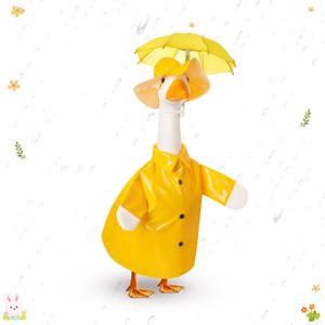 Spring Baby Goose Outfit Raincoat and Umbrella for 17'' Lawn Porch Baby Goose Costume Plastic Raincoat Clothes for Spring Outdoor Patio Yard Lawn Decoration (Yellow)